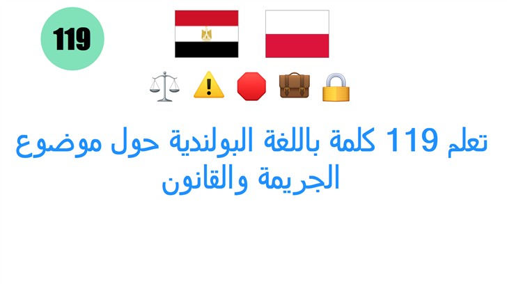 تعلم 119 كلمة باللغة البولندية حول موضوع الجريمة والقانون